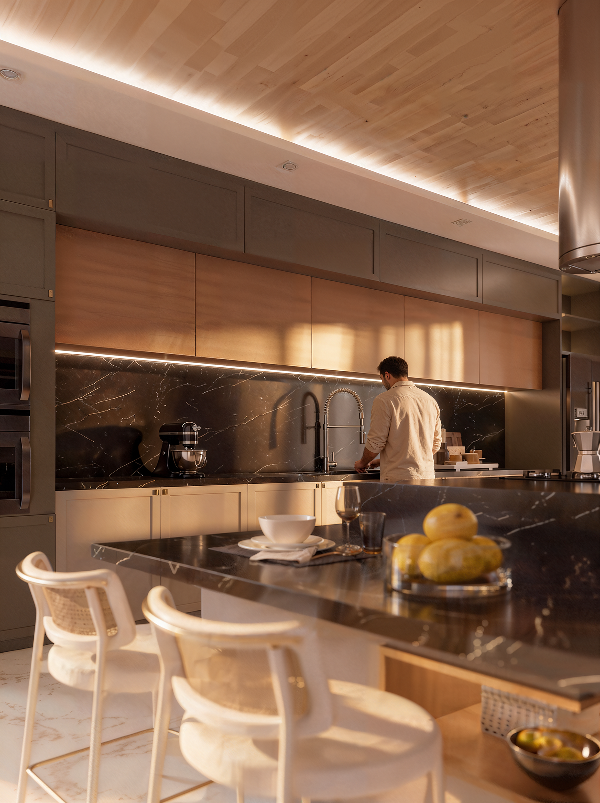 Casa Alphaville render 3D cozinha